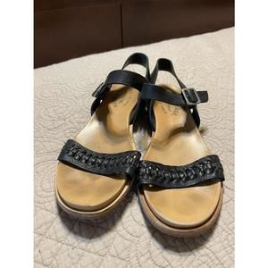 Korks By Kork Ease Sandals Strap Braided Black Womens Size 8 Cushioned Insole